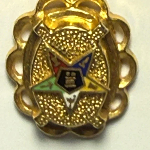 Vintage Eastern Star Masonic Screw Back Dangle Earrings Gold Tone Enamel Women - Picture 4 of 8